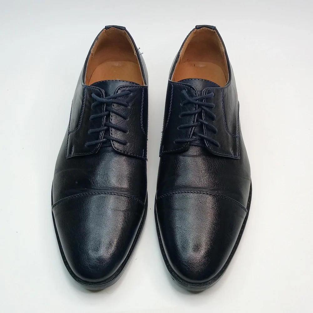 Alain Dupetit Powder‎ 01 Oxford Men Size 8 Navy Blue Cap Toe Dress Shoes